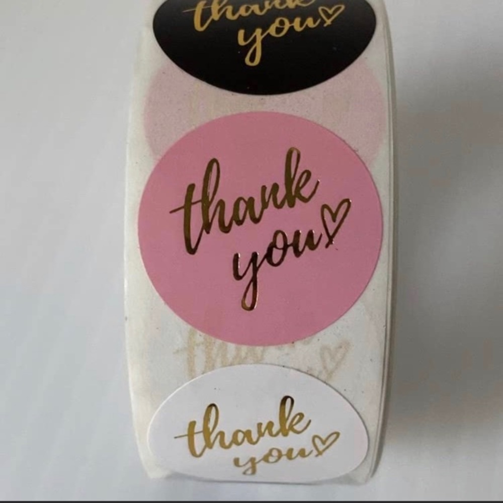 2 rolls Stickers “Thank you” (500 stickers each) in different colors